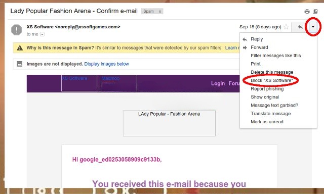 Tính năng chặn email của Gmail 