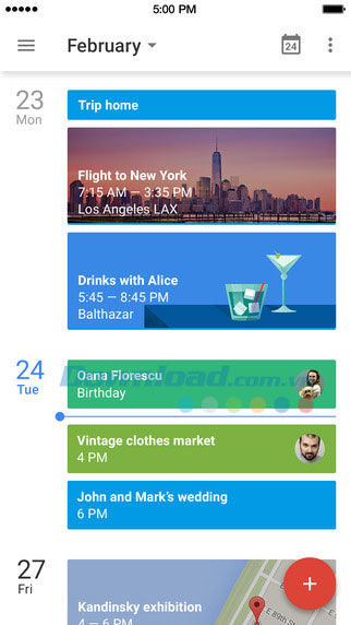 Giao diện chính của Google Calendar