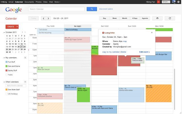 Chi tiết sự kiện trong Google Calendar