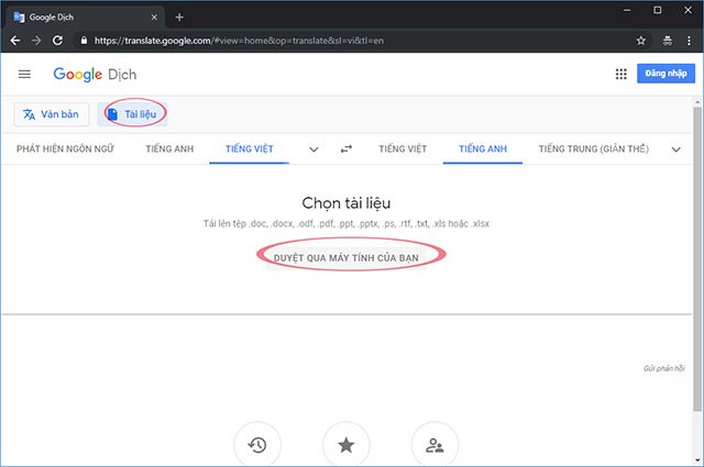 Google Translate dịch tài liệu