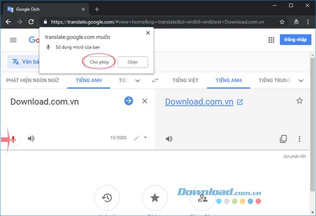 Nói để nhập văn bản trong Google Translate