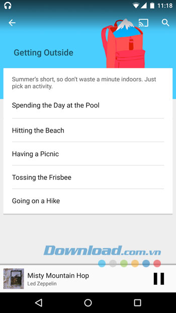 Giao diện sử dụng của ứng dụng Google Play Music