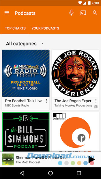 Giao diện sử dụng của ứng dụng Google Play Music
