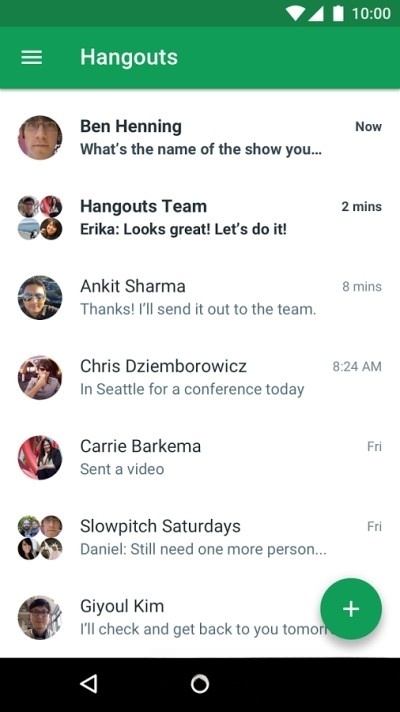 Danh sách bạn bè và nhóm trò chuyện trên Hangouts