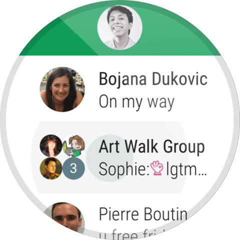 Giao diện Hangouts trên đồng hồ Android Wear