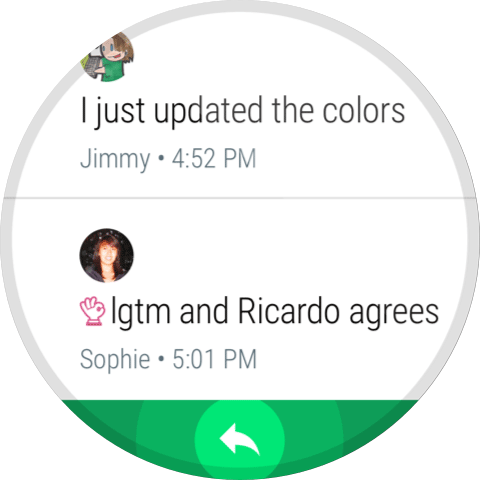 Giao diện Hangouts trên đồng hồ Android Wear
