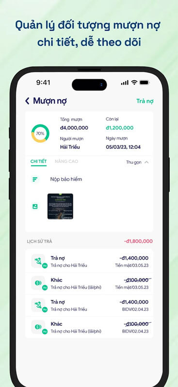 Quản lý đối tượng mượn nợ
