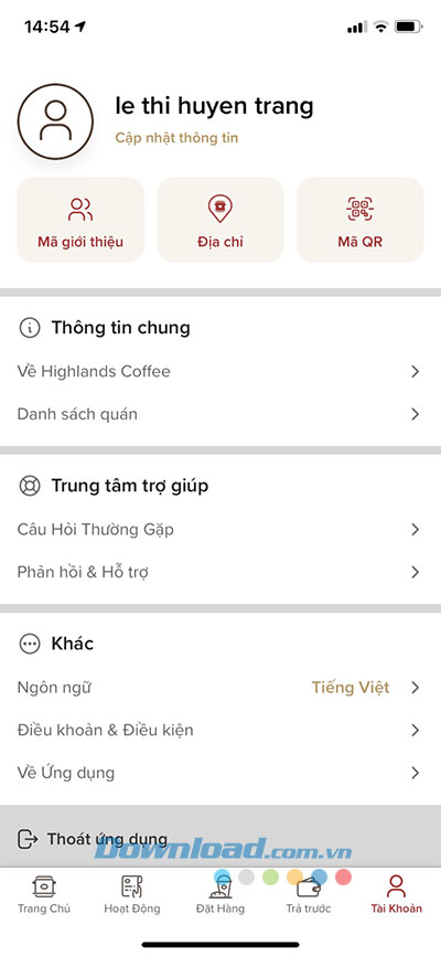 Highlands Coffee cho iOS