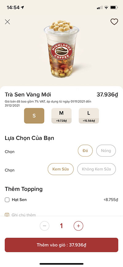 Highlands Coffee cho iOS