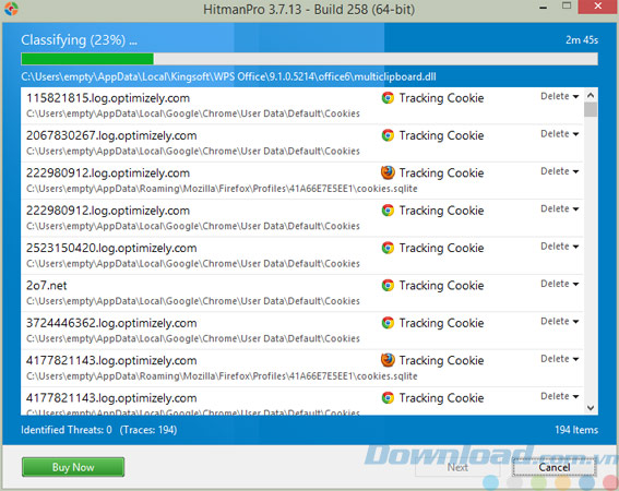Quá trình quét virus của HitmanPro