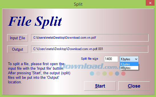Chia file với HJ-Split