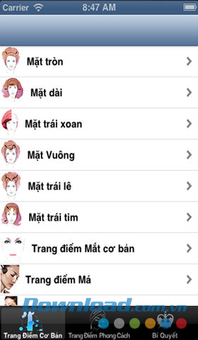 Trang điểm theo từng khuôn mặt Hướng dẫn trang điểm for iOS
