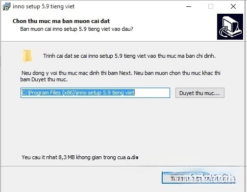 Giao diện cài đặt Inno Setup