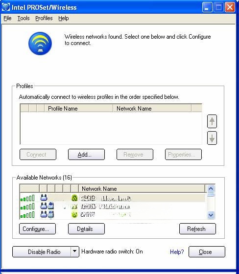 Giao diện chương trình Intel PROSet Network Adapter Driver Set