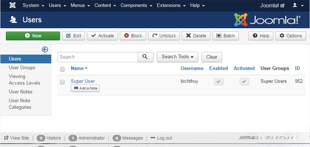 Quản lý người dùng trong Joomla