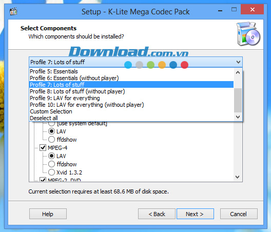 Giao diện K-Lite Codec Pack Mega
