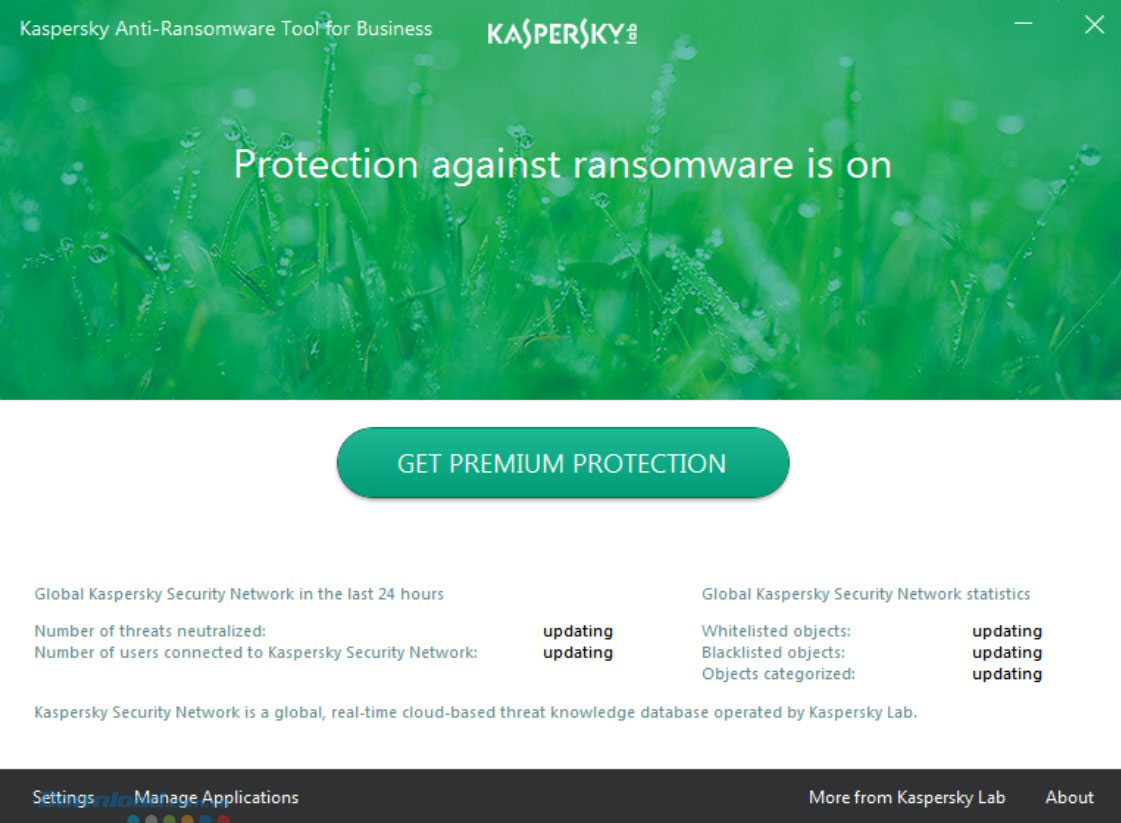 Giao diện phần mềm Kaspersky Anti-Ransomware Tool for Business Giao diện phần mềm Kaspersky Anti-Ransomware Tool for Business