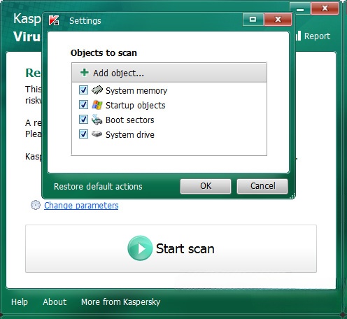 Cài đặt của Kaspersky Virus Removal Tool