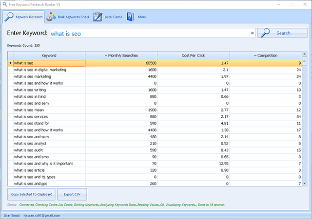 Giao diện phần mềm nghiên cứu từ khóa Keyword Research Ranker