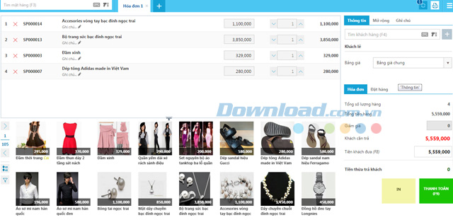 Giao diện phần mềm bán hàng đa kênh KiotViet