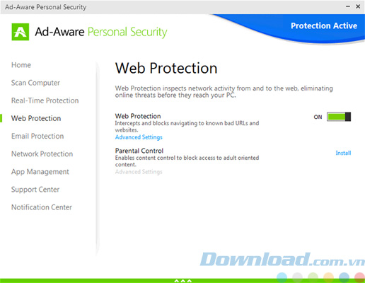 Web Protection của Lavasoft Ad-Aware Personal Security Web Protection của Lavasoft Ad-Aware Personal Security