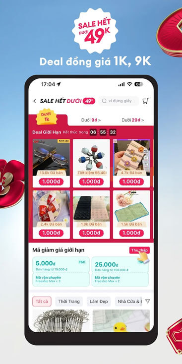 Deal đồng giá 1k, 9k
