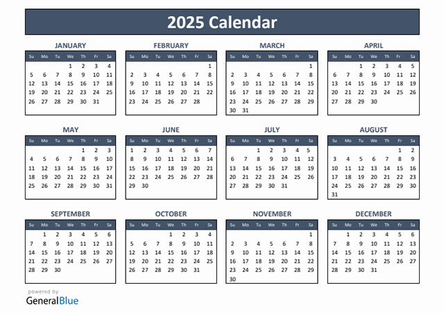Lịch mẫu 2025