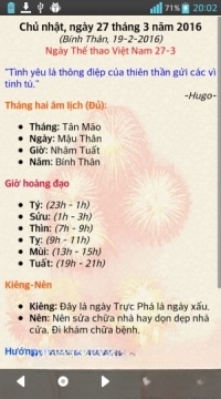 Lịch Việt Nam hiện thông tin chi tiết