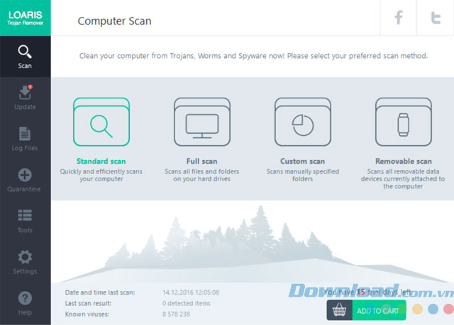 Giao diện phần mềm Loaris Trojan Remover