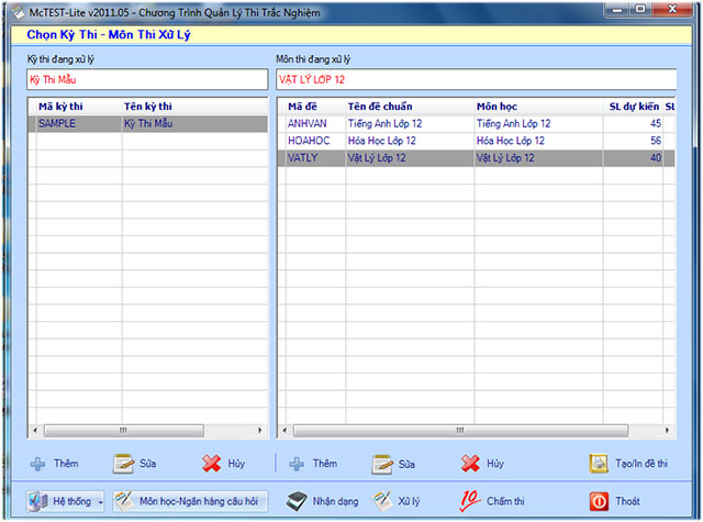 Giao diện phần mềm McTest Lite