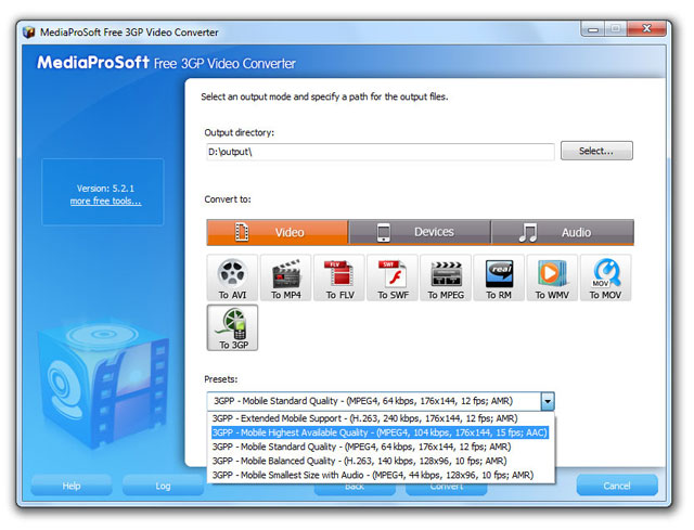 Chuyển đổi video sang 3GP với MediaProSoft Free 3GP Video Converter