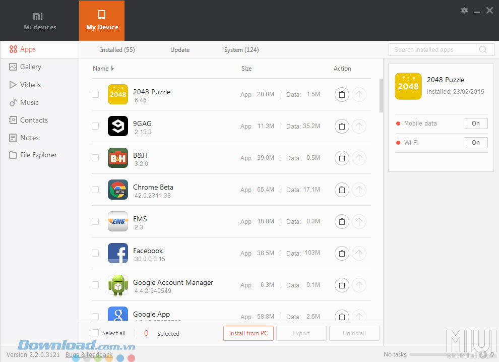 Danh sách ứng dụng Danh sách ứng dụng