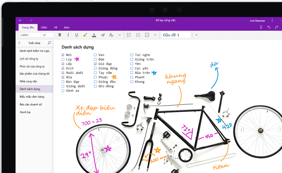 Giao diện OneNote