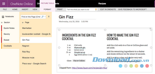 OneNote hỗ trợ ghim và lưu tài liệu
