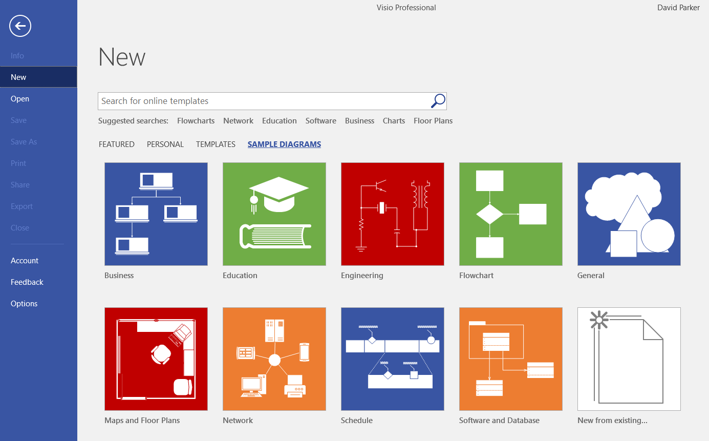 Các mẫu biểu đồ có sẵn trên Microsoft Visio Professional