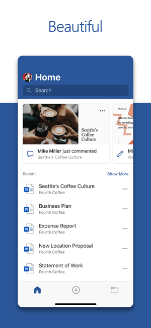 Microsoft Word for iOS sở hữu giao diện hiện đại, bắt mắt
