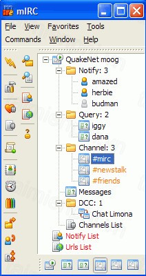 Giao diện phần mềm chat mIRC