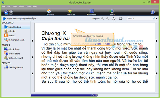 Tính năng ghi chú của Mobipocket Reader