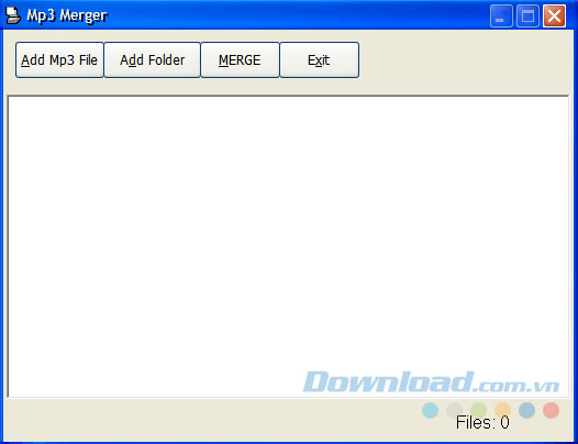 Giao diện đơn giản của MP3 Merger Giao diện đơn giản của MP3 Merger