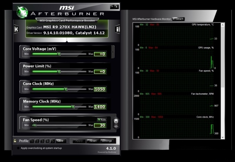 Giao diện MSI Afterburner