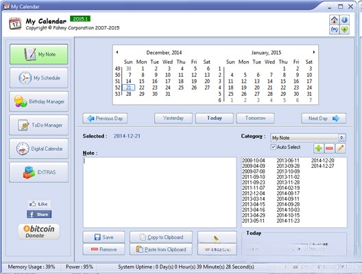 Giao diện của My Calendar