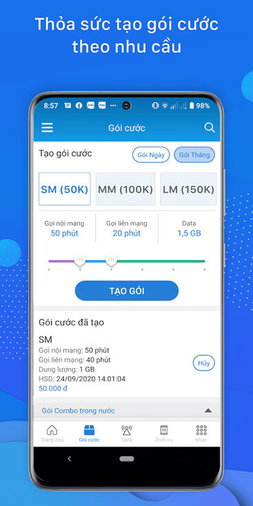 Tạo gói cước theo nhu cầu