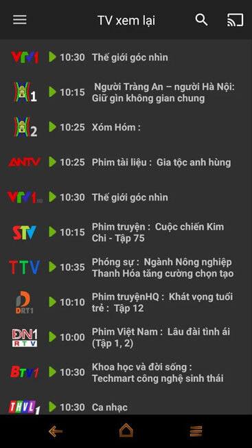 Lịch phát sóng trên MyTV Net
