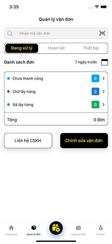 Quản lý vận đơn