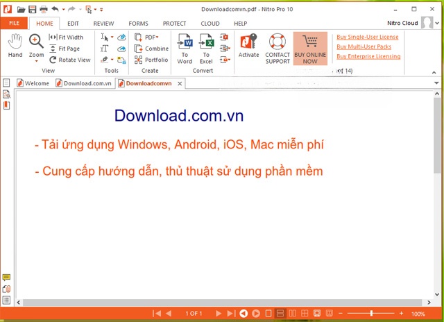 Tạo mới file PDF với Nitro Pro