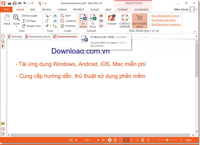 Chuyển đổi PDF sang Word và nhiều định dạng khác
