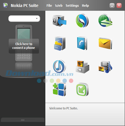 Giao diện của Nokia PC Suite Giao diện của Nokia PC Suite