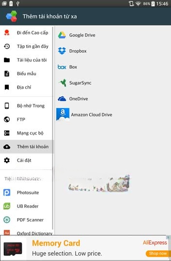 OfficeSuite 8 cho phép lưu trữ trên nhiều dịch vụ đám mây