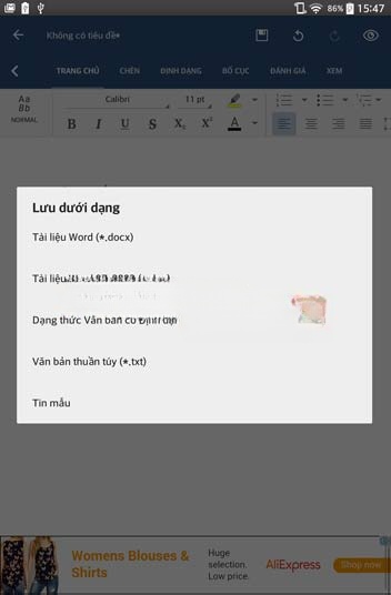 OfficeSuite 8 cho phép lưu văn bản Word theo nhiều dạng
