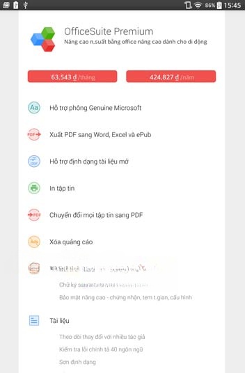 OfficeSuite 8 phiên bản cao cấp